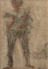 Menino com Carneiros by Candido Portinari, 1954, desenho a grafite, crayon e sanguínea/papel, offered Aug 2026