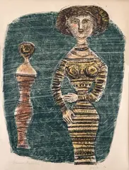 Massimo Campigli, Les Promeneuses, 1957, litogravura sobre papel