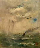 Alfred Stevens, Barco e Mar Revolto, óleo sobre tela