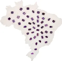 Alex Flemming, Sem Título - Série O Mapa da Mina, 2009, pedras semipreciosas e acrílica sobre madeira