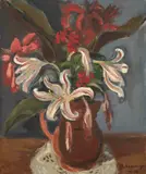 Lírios by Tadashi Kaminagai, 1950, óleo sobre tela, offered Jan 2026