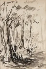 Vegetação by Tomoo Handa, 1935, nanquim sobre papel, offered Jan 2026