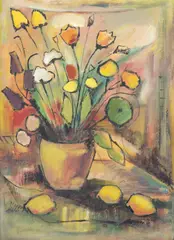 Aldo Bonadei, Vaso de Flores, 1970, óleo sobre madeira
