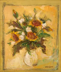 Vaso com Flores by Wladimir Krivoutz, óleo sobre madeira, offered Jan 2026