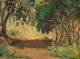 Jorge Mori, Bosque, 1945, óleo sobre madeira