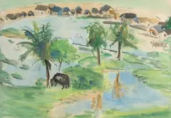 Paisagem by Renée Lefèvre, 1961, guache sobre papel, offered Jan 2026