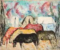 Giuseppe Cesetti, Cavalos, óleo sobre tela