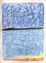 Composição by Heinz Kühn, 1980, giz de cera sobre papel, offered Jan 2026