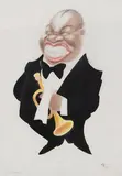 Louis Armstrong by Lanfranco Aldo Ricardo Vaselli Cortelline Rossi, técnica mista sobre papel, offered Jan 2026