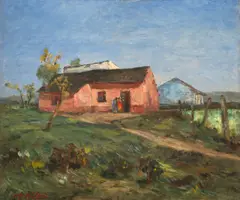 Alfredo Volpi, Paisagem, 1930, óleo sobre placa