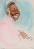 Count Basie by Lanfranco Aldo Ricardo Vaselli Cortelline Rossi, 1997, técnica mista sobre papel, offered Jan 2026