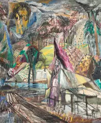 Sem Título by Antonio Vitor, 1990, óleo sobre juta, offered Feb 2025