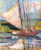 Georgina de Albuquerque, Barco De Pesca, óleo sobre placa