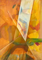Alegria by Celso Tadeu, óleo sobre tela, offered Feb 2025