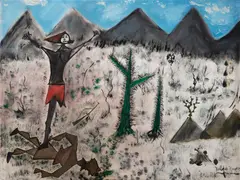 Saci by Nilda Neves, óleo sobre papel, offered Feb 2025