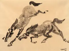 Cavalos by Yoshiya Takaoka, 1966, nanquim sobre papel, offered Feb 2025