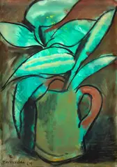 Vaso de Flor by Aldo Bonadei, 1969, óleo diluído sobre placa, offered Feb 2025