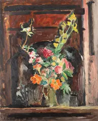 Vaso de Flores by Aldo Bonadei, 1965, óleo diluído sobre papel, offered Feb 2025