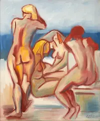 Nus Na Praia by Mario Zanini, 1967, óleo sobre tela, offered Feb 2025