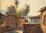 Edgar Oehlmeyer, Casas, 1966, óleo sobre eucatex