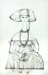 Figura Feminina by Aldemir Martins, 1968, nanquim sobre papel, offered Dec 2024