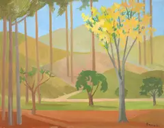 Paisagem by Francisco Rebolo, 1973, óleo sobre eucatex, offered Dec 2024
