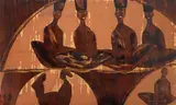 Meditação by Gregory Fink, 1953, óleo sobre placa, offered Dec 2024