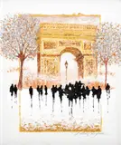 Roberto Camasmie, Estudo Arc the Trionphe com Torre, 2024, tinta acrílica, tinta relevo , crayon e folha de ouro