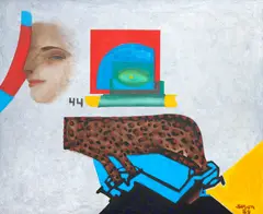 A Vitrine by Gessiron Alves Franco, 1989, óleo sobre tela, offered Dec 2024