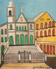 Igreja by João Alves, 1965, óleo sobre tela, offered Dec 2024