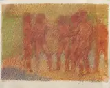 Bate Papo na Praia de Pernambuco by José Zaragoza, 1977, lápis de cor bastão sobre papel, offered Nov 2024