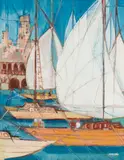 Ferrari, Barcos no Cais, óleo sobre tela