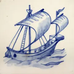 Caravela by Paulo Rossi Osir, 1946, pintura em baixo esmalte sobre azulejo, offered Nov 2024