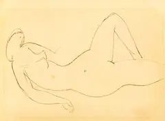 Mulher Reclinada by Victor Brecheret, 1940, tinta china sobre papel, offered Nov 2024