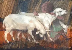 Menino Com Carneiros by Enrico Bianco, 1975, óleo sobre eucatex, offered Nov 2024