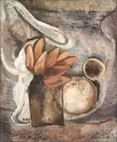 Composição com Vasos by Lucy Citti Ferreira, óleo sobre tela, offered Nov 2024
