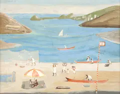 Marinha com Pescadores by Fulvio Pennacchi, 1986, óleo sobre placa, offered Nov 2024