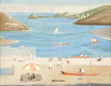 Fulvio Pennacchi, Marinha com Pescadores, 1986, óleo sobre placa