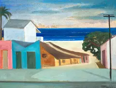 Casario na Praia by Francisco Rebolo, óleo sobre tela, offered Nov 2024