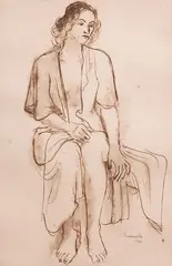 Mulher Sentada by Fulvio Pennacchi, 1940, nanquim sobre papel, offered Nov 2024