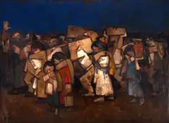 Dario Mecatti, Retirantes, óleo sobre tela