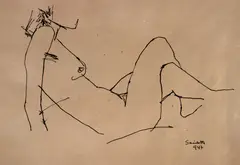 Luis Sacilotto, Nu Feminino, 1947, desenho sobre papel