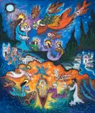 Nascimento e Apresentação do Menino Jesus by Bax, 1980, óleo sobre eucatex, offered Oct 2024