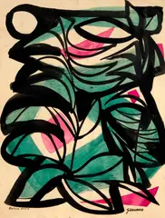 Genaro de Carvalho, Estudo para Tapeçaria, 1957, nanquim, guache e aquarela