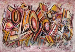 Composição by Antonio Henrique Amaral, 1980, técnica mista sobre papel, offered Oct 2024