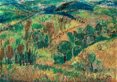 Paisagem by Francisco Rebolo, técnica mista sobre cartão, offered Oct 2024