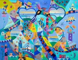 Lucas Pennacchi, Corações, 2024, técnica mista sobre tela painel