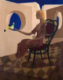 Clóvis Graciano, Mulher com Pássaro na Mão, 1974, óleo sobre tela