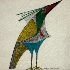 Pássaro do Bico Vermelho by Aldemir Martins, 1965, nanquim e anilina sobre papel, offered Oct 2024
