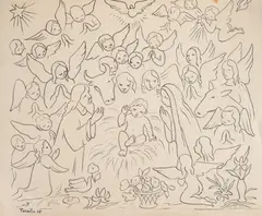Natividade II by Tarsila do Amaral, 1955, nanquim sobre papel, offered Oct 2024